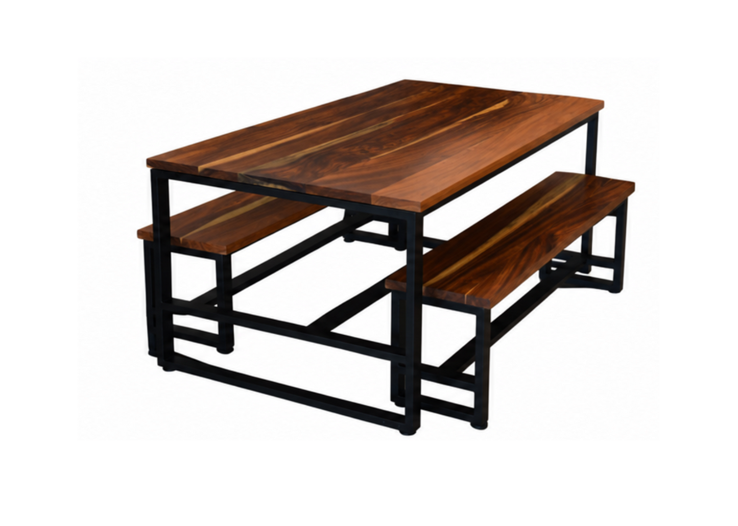 Juego de Mesa y Bancas 'San Luis' | Madera Parota y Acero