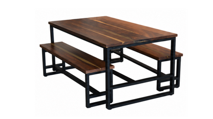 Juego de Mesa y Bancas 'San Luis' | Madera Parota y Acero